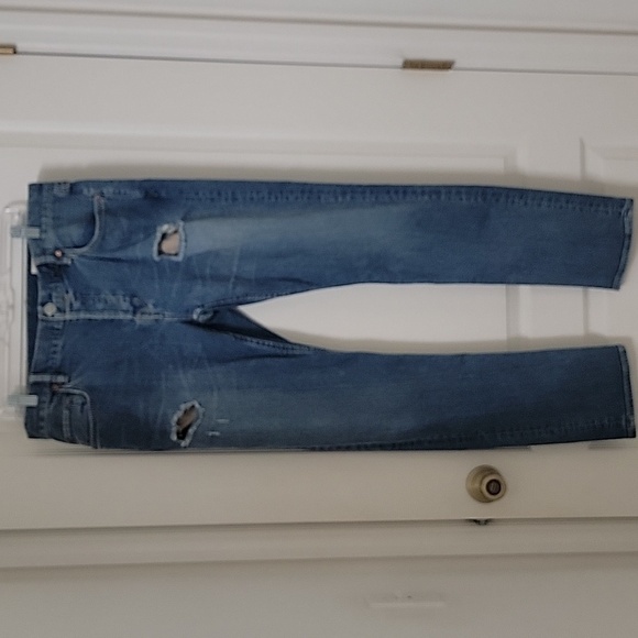 ALLSAINTS SIze 34 Waist "Rex" Denim Blue Jeans, Factory Distressed, Gently Used